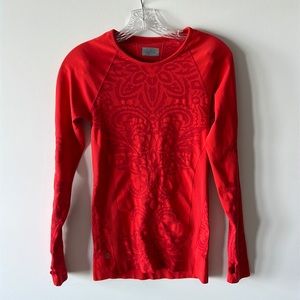 Athleta Long Sleeve Seamless Top, Red SIZE S, thumb holes. Barely worn
